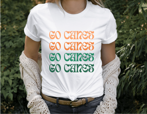 University of Miami Go Canes Groovy Tee