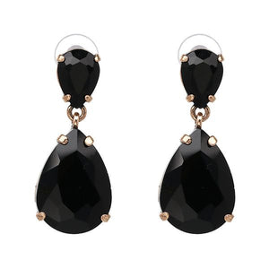 Poppy Pear Drop Dangles - Black