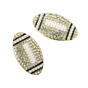 Medium Crystal Rhinestone Football Earrings