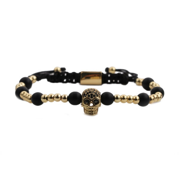 Gold and Black Drawstring Skull Bracelet