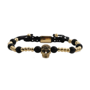 Gold and Black Drawstring Skull Bracelet